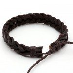JUSNOVA 5-12 Pcs Leather Bracelet for Men Women Wooden Beaded Bracelets Cuff Adjustable