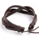 JUSNOVA 5-12 Pcs Leather Bracelet for Men Women Wooden Beaded Bracelets Cuff Adjustable