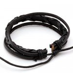 JUSNOVA 5-12 Pcs Leather Bracelet for Men Women Wooden Beaded Bracelets Cuff Adjustable