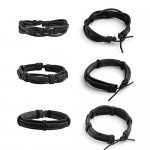 JUSNOVA 5-12 Pcs Leather Bracelet for Men Women Wooden Beaded Bracelets Cuff Adjustable