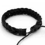 JUSNOVA 5-12 Pcs Leather Bracelet for Men Women Wooden Beaded Bracelets Cuff Adjustable