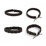 JUSNOVA 5-12 Pcs Leather Bracelet for Men Women Wooden Beaded Bracelets Cuff Adjustable