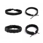 JUSNOVA 5-12 Pcs Leather Bracelet for Men Women Wooden Beaded Bracelets Cuff Adjustable