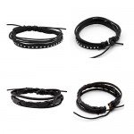 JUSNOVA 5-12 Pcs Leather Bracelet for Men Women Wooden Beaded Bracelets Cuff Adjustable