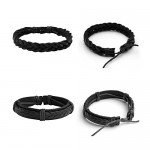 JUSNOVA 5-12 Pcs Leather Bracelet for Men Women Wooden Beaded Bracelets Cuff Adjustable