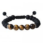 Jeka Lava Stone Bracelet Stretch Beads Black Healing Energy Jewelry for Men Women Handmade Braided Adjustable