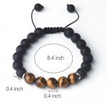 Jeka Lava Stone Bracelet Stretch Beads Black Healing Energy Jewelry for Men Women Handmade Braided Adjustable