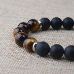 Jeka Lava Stone Bracelet Stretch Beads Black Healing Energy Jewelry for Men Women Handmade Braided Adjustable