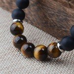 Jeka Lava Stone Bracelet Stretch Beads Black Healing Energy Jewelry for Men Women Handmade Braided Adjustable