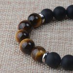 Jeka Lava Stone Bracelet Stretch Beads Black Healing Energy Jewelry for Men Women Handmade Braided Adjustable