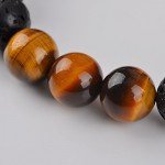 Jeka Lava Stone Bracelet Stretch Beads Black Healing Energy Jewelry for Men Women Handmade Braided Adjustable