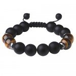 Jeka Lava Stone Bracelet Stretch Beads Black Healing Energy Jewelry for Men Women Handmade Braided Adjustable