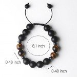Jeka Lava Stone Bracelet Stretch Beads Black Healing Energy Jewelry for Men Women Handmade Braided Adjustable