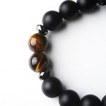 Jeka Lava Stone Bracelet Stretch Beads Black Healing Energy Jewelry for Men Women Handmade Braided Adjustable
