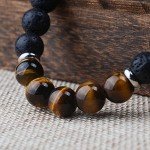 Jeka Lava Stone Bracelet Stretch Beads Black Healing Energy Jewelry for Men Women Handmade Braided Adjustable