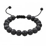 Jeka Lava Stone Bracelet Stretch Beads Black Healing Energy Jewelry for Men Women Handmade Braided Adjustable