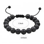 Jeka Lava Stone Bracelet Stretch Beads Black Healing Energy Jewelry for Men Women Handmade Braided Adjustable