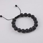 Jeka Lava Stone Bracelet Stretch Beads Black Healing Energy Jewelry for Men Women Handmade Braided Adjustable