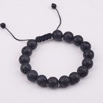 Jeka Lava Stone Bracelet Stretch Beads Black Healing Energy Jewelry for Men Women Handmade Braided Adjustable