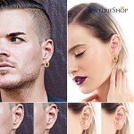 JewelrieShop Men Jewelry Set Huggie Earrings Hinged Hoop Dangle Earrings, Stainless Steel, Hypoallergenic, Urban Hoop Earrings