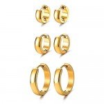 JewelrieShop Men Jewelry Set Huggie Earrings Hinged Hoop Dangle Earrings, Stainless Steel, Hypoallergenic, Urban Hoop Earrings