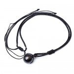 Jovivi 16mm Natural Black Obsidian Rainbow Eyes Stone Lucky Blessing Chakra Beads Pendant Necklace with Adjustable Braided Rope Cord