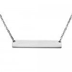 Jovivi Free Engraving- Personalized Custom Stainless Steel Simple Horizontal Initial Name Bar Necklace,Fathers day/Graduation gift
