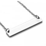 Jovivi Free Engraving- Personalized Custom Stainless Steel Simple Horizontal Initial Name Bar Necklace,Fathers day/Graduation gift