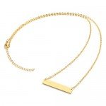 Jovivi Free Engraving- Personalized Custom Stainless Steel Simple Horizontal Initial Name Bar Necklace,Fathers day/Graduation gift
