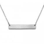 Jovivi Free Engraving- Personalized Custom Stainless Steel Simple Horizontal Initial Name Bar Necklace,Fathers day/Graduation gift