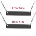 Jovivi Free Engraving- Personalized Custom Stainless Steel Simple Horizontal Initial Name Bar Necklace,Fathers day/Graduation gift