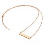 Jovivi Free Engraving- Personalized Custom Stainless Steel Simple Horizontal Initial Name Bar Necklace,Fathers day/Graduation gift