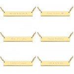 Jovivi Free Engraving- Personalized Custom Stainless Steel Simple Horizontal Initial Name Bar Necklace,Fathers day/Graduation gift
