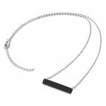 Jovivi Free Engraving- Personalized Custom Stainless Steel Simple Horizontal Initial Name Bar Necklace,Fathers day/Graduation gift