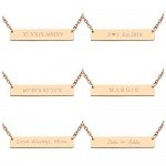 Jovivi Free Engraving- Personalized Custom Stainless Steel Simple Horizontal Initial Name Bar Necklace,Fathers day/Graduation gift