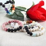 JoyJon Chakra Bracelet Lava Rock Stone Essential Oil Diffuser Natural Amazonite Gemstone Beads Men Women Bracelets Mother’s Day Gift