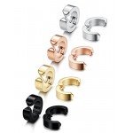 Jstyle 3-4 Pairs Stainless Steel Mens Womens Clip On Earrings Hoop Huggie Non-Piercing