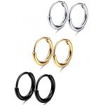 Jstyle 3-4 Pairs Stainless Steel Mens Womens Hoop Earrings Cartilage Lip Piercing Nose Hoop 18G 8mm-14mm