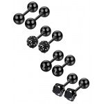 Jstyle 4 Pairs Stainless Steel Ball Stud Earrings for Men Women CZ Cartilage Helix Ear Piercing