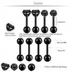 Jstyle 4 Pairs Stainless Steel Ball Stud Earrings for Men Women CZ Cartilage Helix Ear Piercing