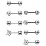 Jstyle 4 Pairs Stainless Steel Ball Stud Earrings for Men Women CZ Cartilage Helix Ear Piercing
