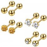 Jstyle 4 Pairs Stainless Steel Ball Stud Earrings for Men Women CZ Cartilage Helix Ear Piercing