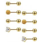 Jstyle 4 Pairs Stainless Steel Ball Stud Earrings for Men Women CZ Cartilage Helix Ear Piercing