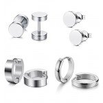 Jstyle 4 Pairs Stainless Steel Stud Earrings for Men Women Hoop Earrings Huggie Piercing 18G