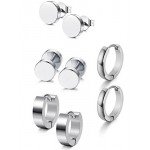 Jstyle 4 Pairs Stainless Steel Stud Earrings for Men Women Hoop Earrings Huggie Piercing 18G