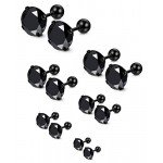 Jstyle 6 Pairs 18G Stainless Steel Mens Womens Stud Earrings Cartilage Ear Piercings Helix Tragus Barbell CZ 3-8mm