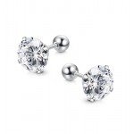 Jstyle 6 Pairs 18G Stainless Steel Mens Womens Stud Earrings Cartilage Ear Piercings Helix Tragus Barbell CZ 3-8mm
