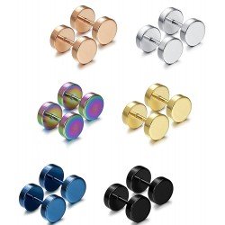 Jstyle Jewelry 3-6 Pairs Stainless Steel Mens Womens Stud Earrings Ear Plugs Tunnel