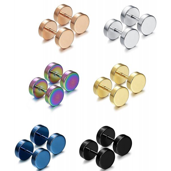 Jstyle Jewelry 3-6 Pairs Stainless Steel Mens Womens Stud Earrings Ear Plugs Tunnel