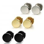 Jstyle Jewelry 3-6 Pairs Stainless Steel Mens Womens Stud Earrings Ear Plugs Tunnel